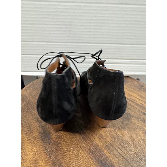 PAUL GREEN Black Open Toe Lace Up Suede Sandal Booties Shoes Sz 7 - Picture 4 of 8
